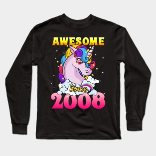 Funny Awesome Unicorn Since 2008 Cute Gift Long Sleeve T-Shirt